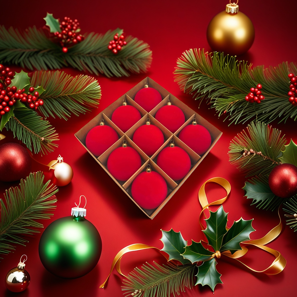Red Christmas ball decorative holiday pendant set for home tree top decoration