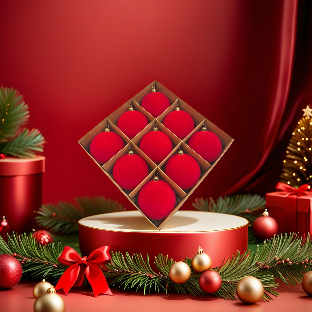 Red Christmas ball decorative holiday pendant set for home tree top decoration Application Scenario