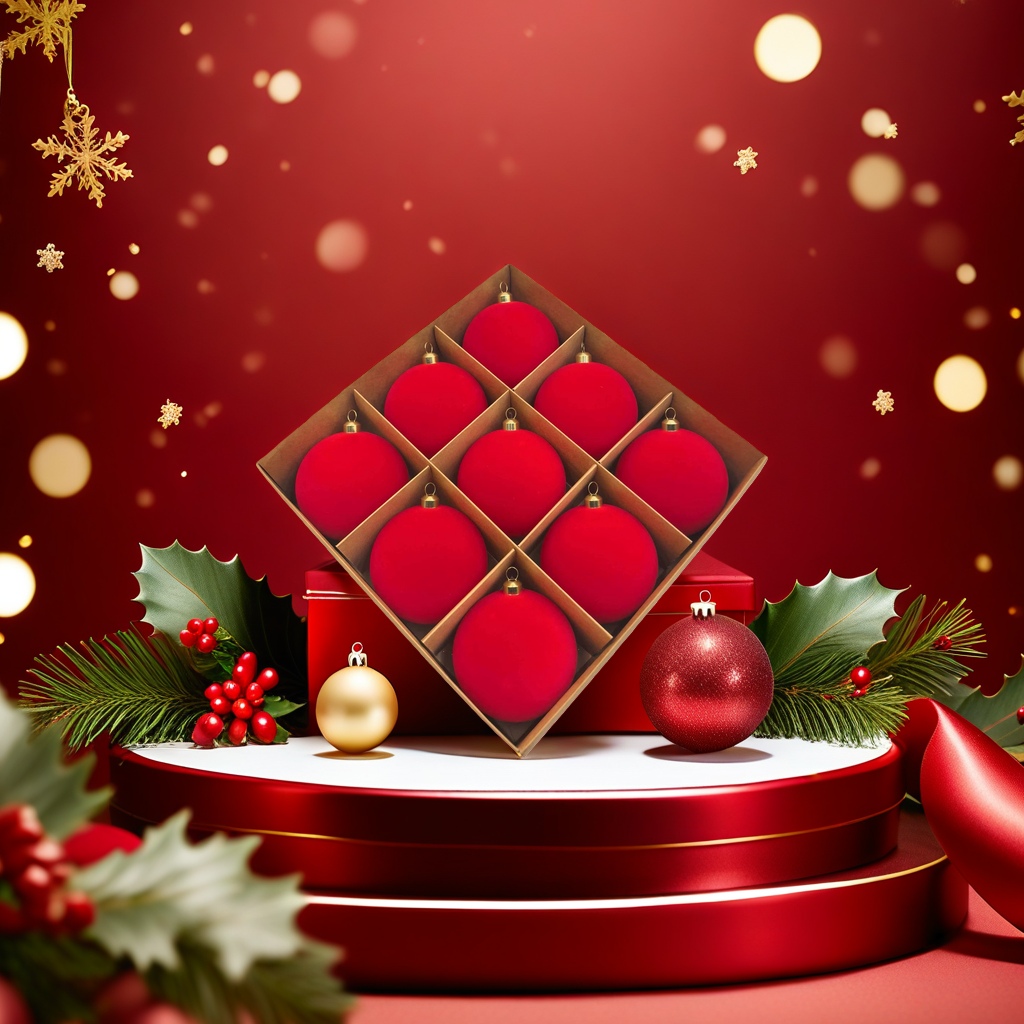 Red Christmas ball decorative holiday pendant set for home tree top decoration Specification image