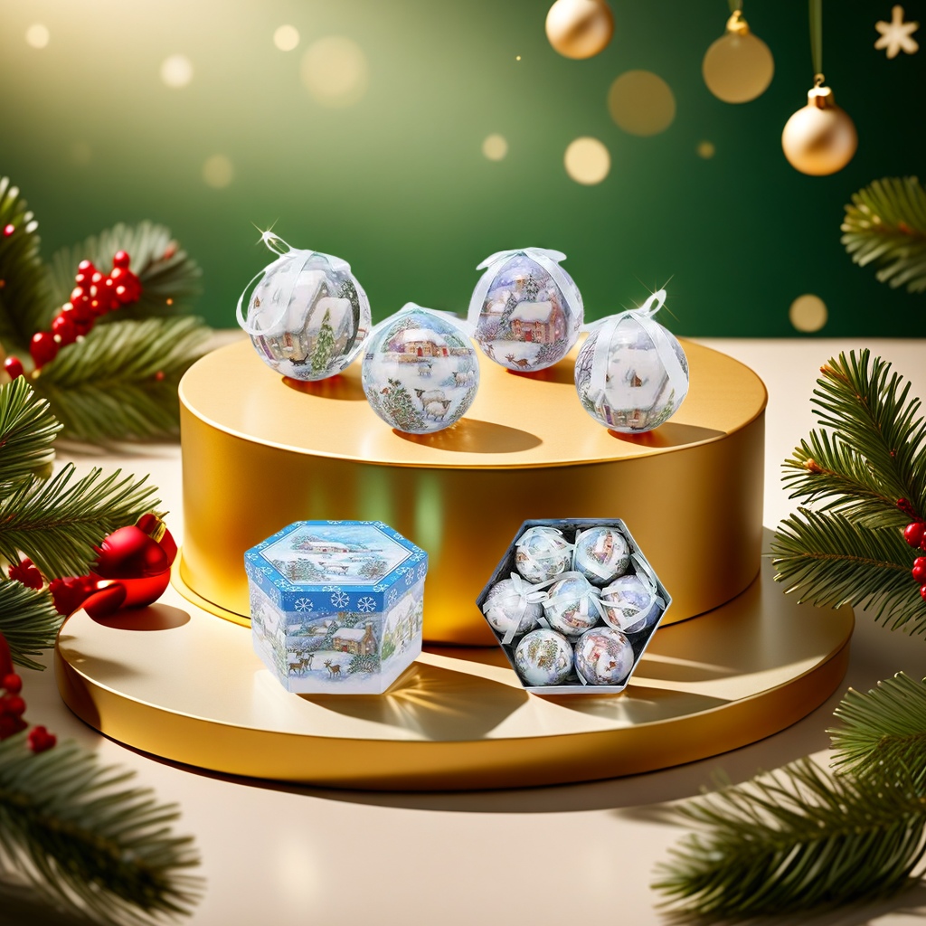 Christmas decorative ball, metal texture snow pattern Christmas tree pendant, festive atmosphere decoration Application Scenario