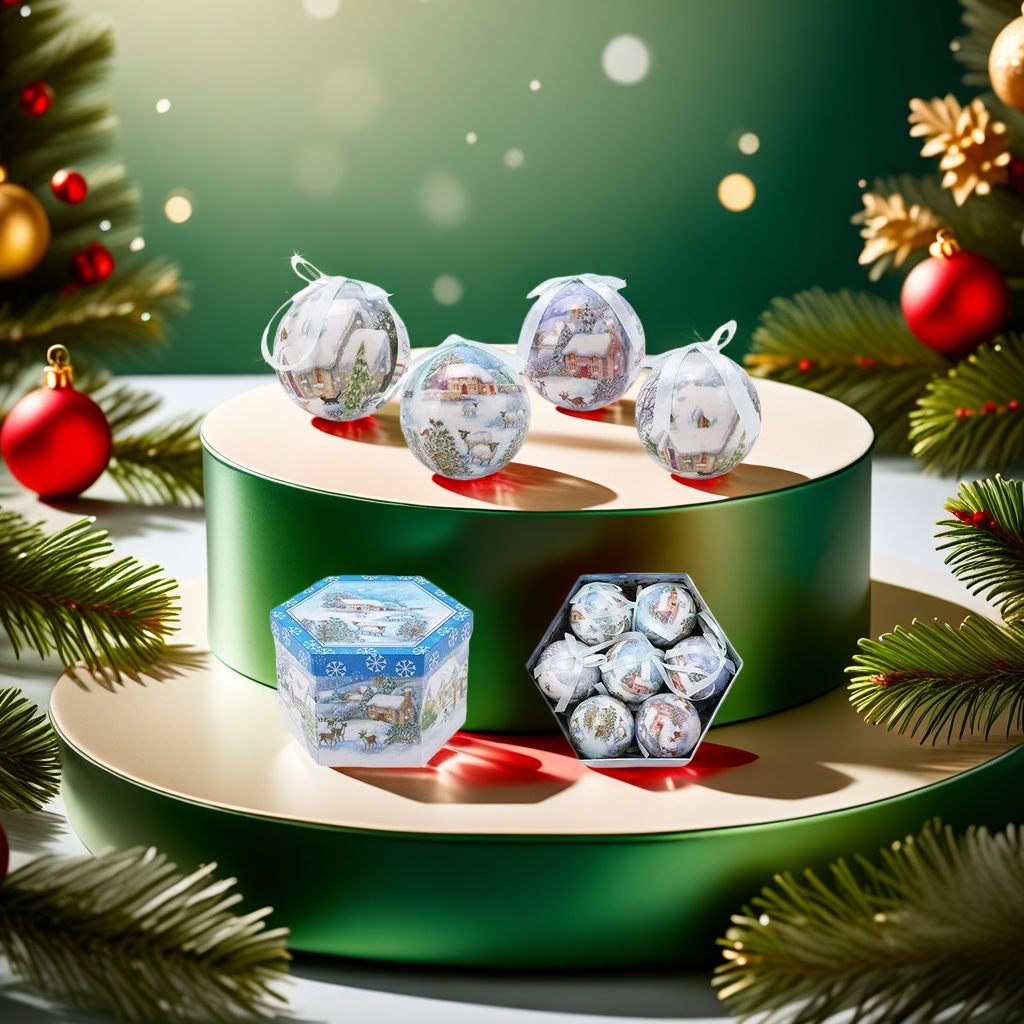 Christmas decorative ball, metal texture snow pattern Christmas tree pendant, festive atmosphere decoration Specification image