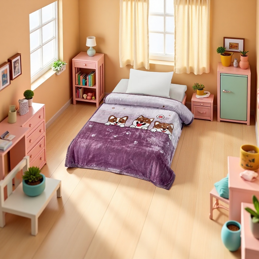 Cartoon-patterned blanket, soft, skin-friendly and warm, home bed cover, spring and autumn quilt 104541733 Application Scenario