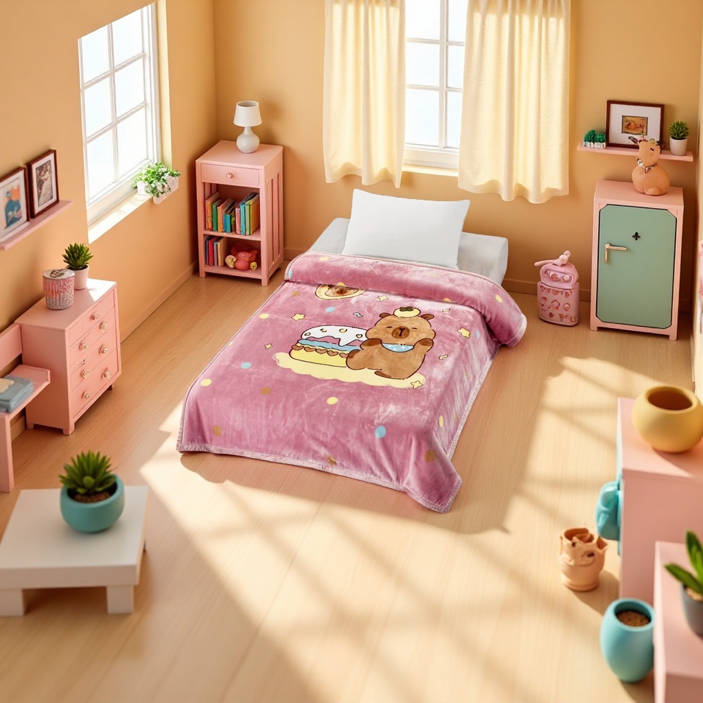 Cartoon-patterned blanket, soft, skin-friendly and warm, home bed cover, spring and autumn quilt 104541733 Specification image