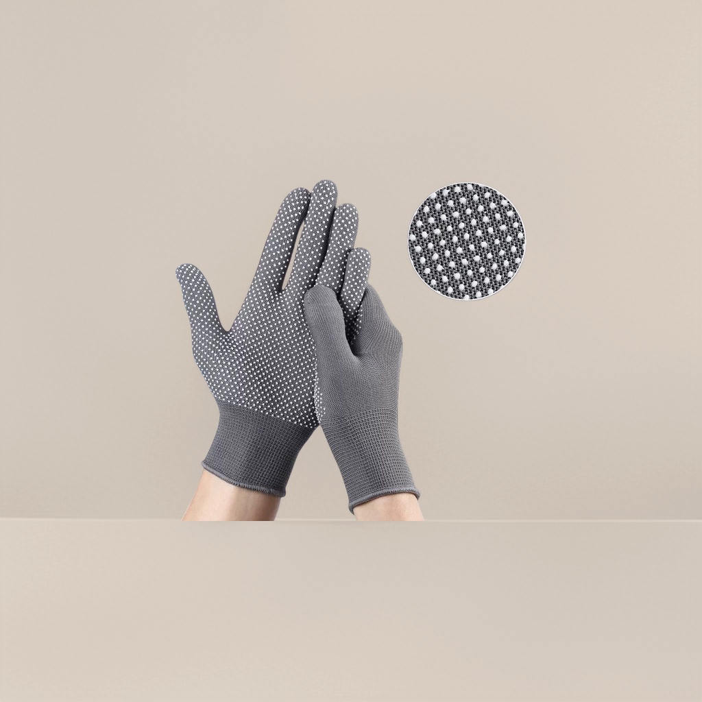 Nylon dot-bead protective gloves, thickened anti-slip and wear-resistant labor protection gloves details Picture