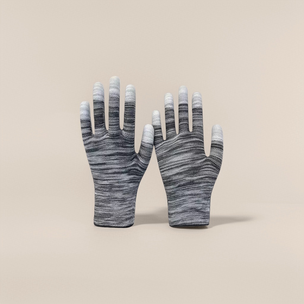 Grey striped safety gloves for women, warm and anti-slip, autumn and winter style Specification image