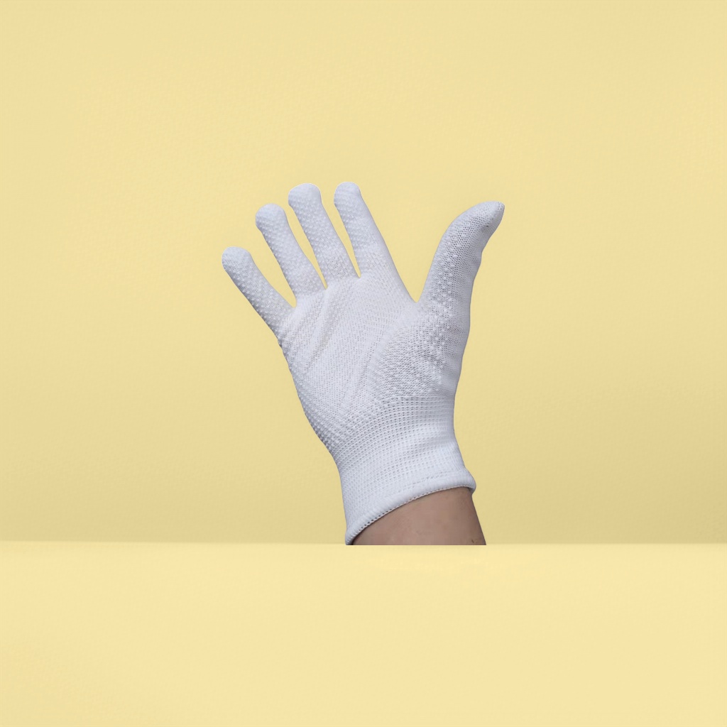 White nylon gloves for women, warm and anti-slip, fingertip touch screen style details Picture