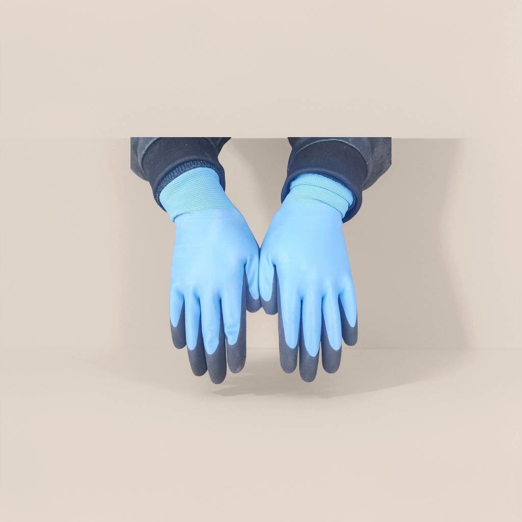 Blue protective gloves, labor protection gloves, anti-slip, wear-resistant and extended style Specification image