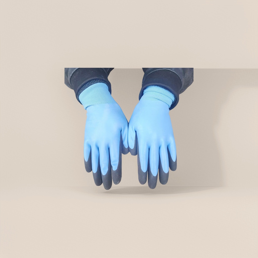 Blue protective gloves, labor protection gloves, anti-slip, wear-resistant and extended style Application Scenario
