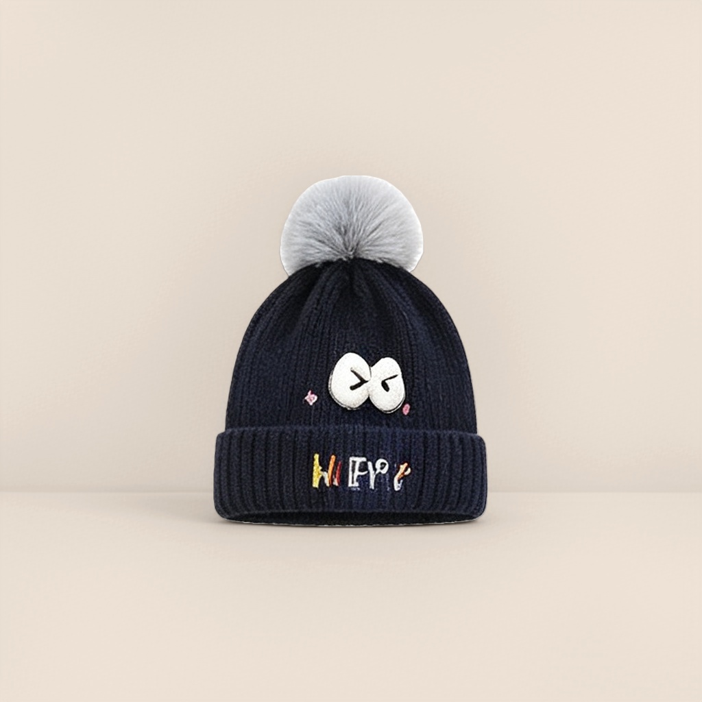 A dark blue knitted hat for women to keep warm in autumn and winter Application Scenario