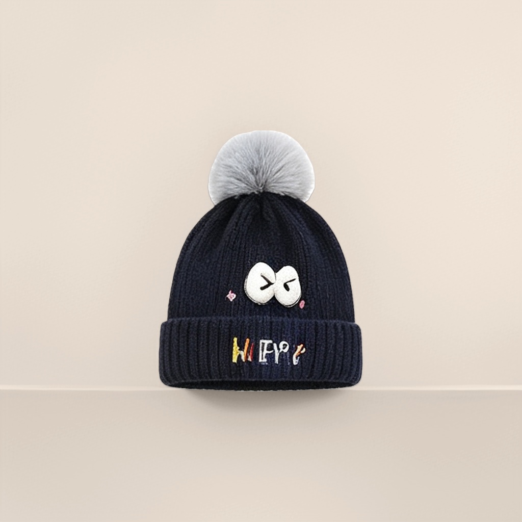 A dark blue knitted hat for women to keep warm in autumn and winter Specification image