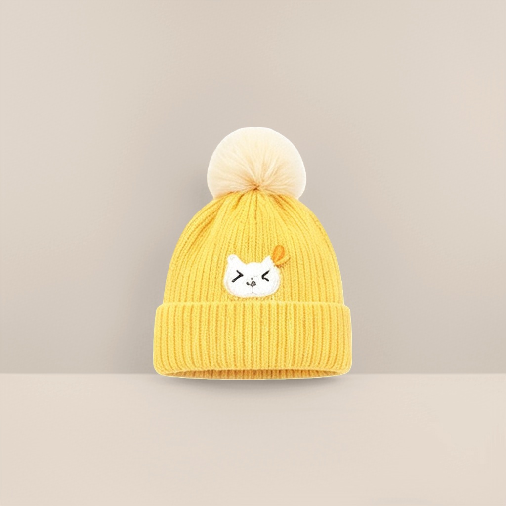 Yellow woolen cap for women's warm autumn and winter knitted hats, unisex Specification image
