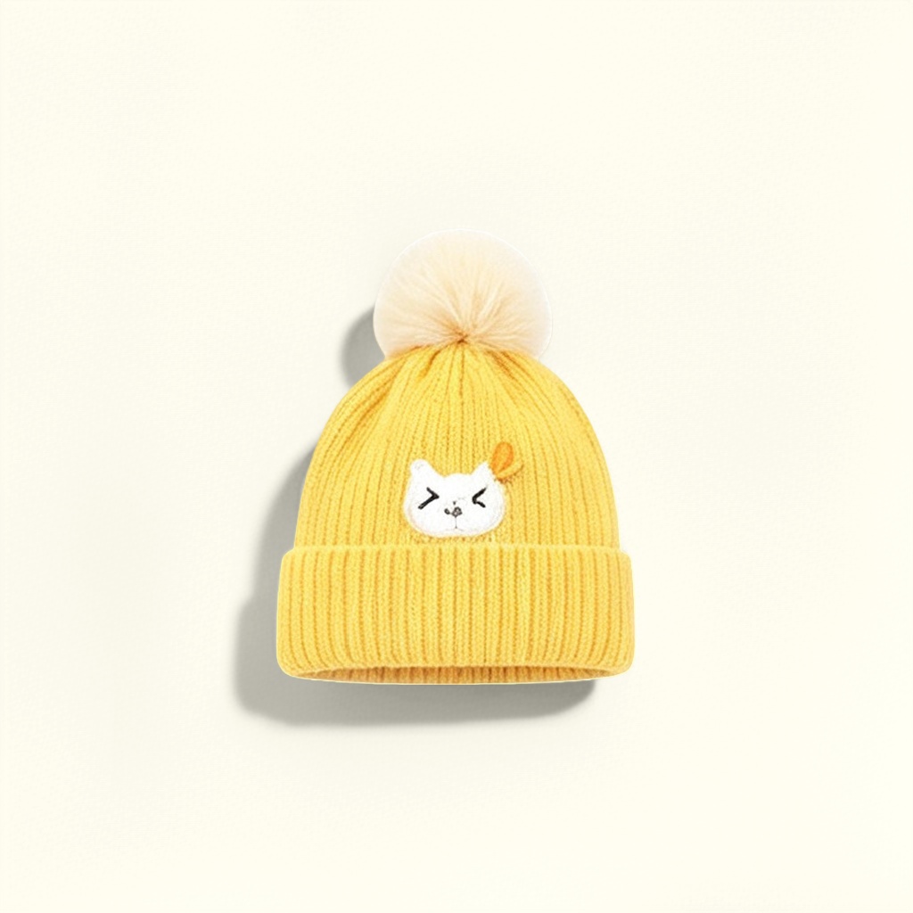 Yellow woolen cap for women's warm autumn and winter knitted hats, unisex
