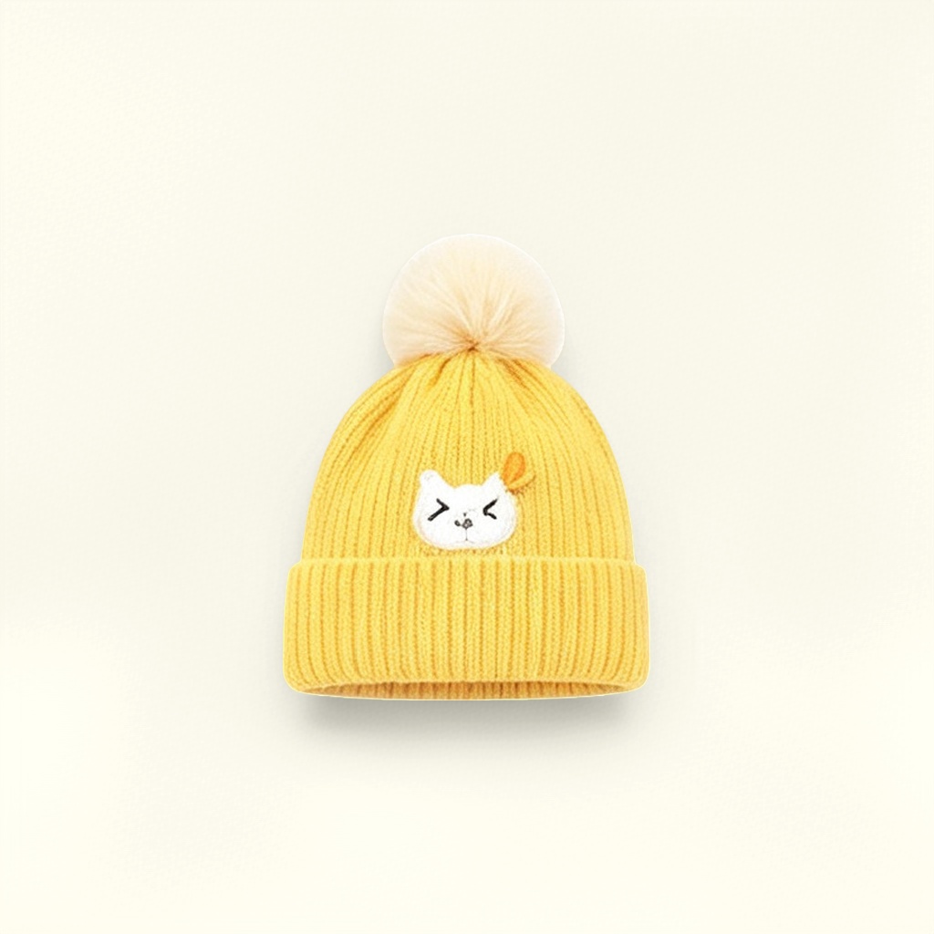 Yellow woolen cap for women's warm autumn and winter knitted hats, unisex details Picture