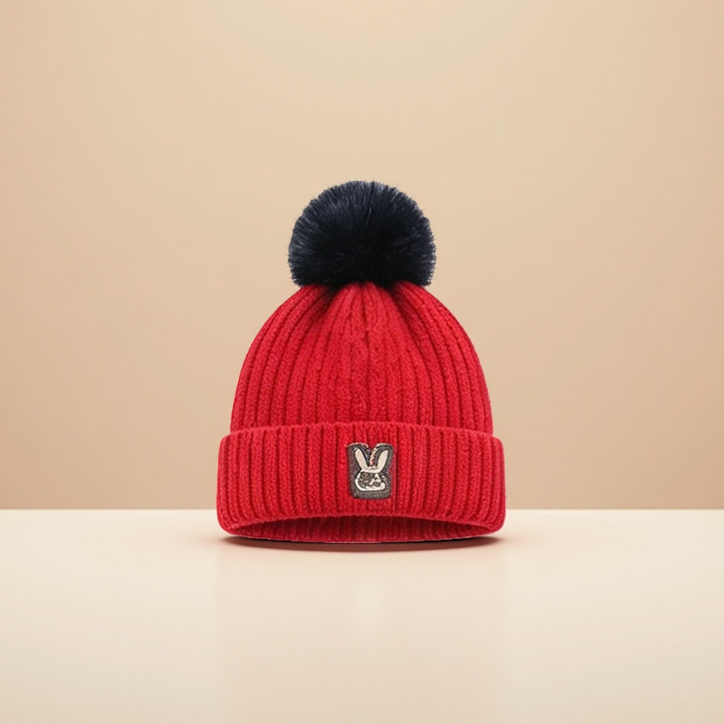 The red knitted cap as the main body, the warm woolen cap, is a versatile Korean style for women in autumn and winter, making the face look smaller Specification image