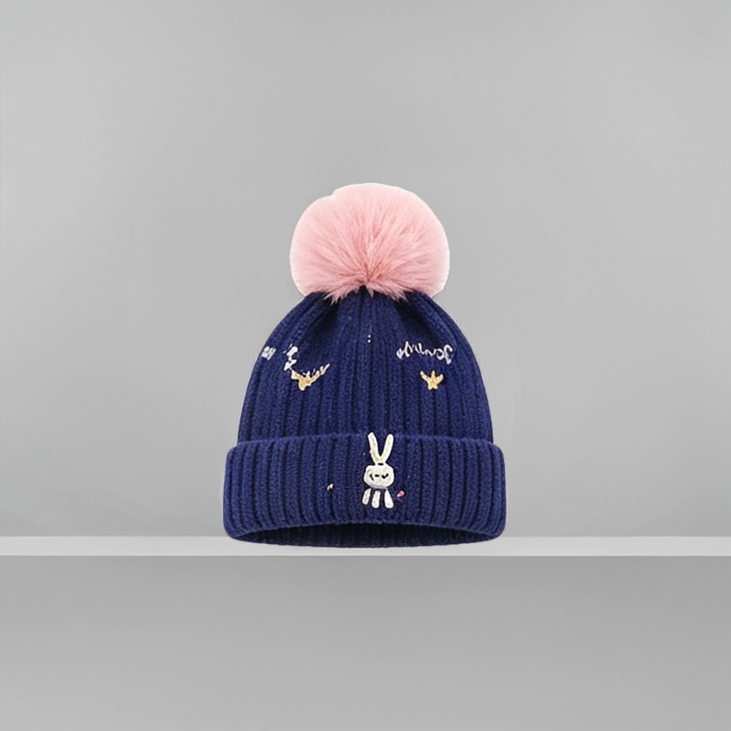 Deep blue woolen hat, warm knitted hat, suitable for both men and women in winter Specification image