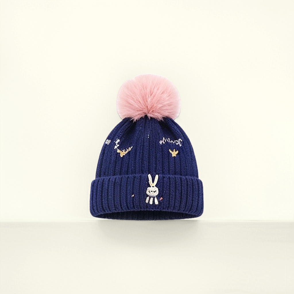 Deep blue woolen hat, warm knitted hat, suitable for both men and women in winter