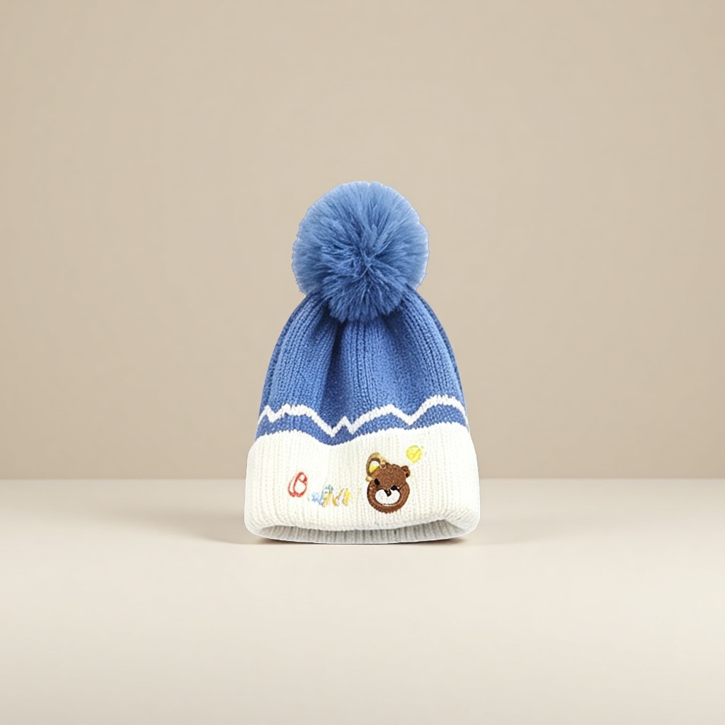 Blue woolen cap, warm knitted women's autumn and winter Korean-style versatile woolen cap details Picture