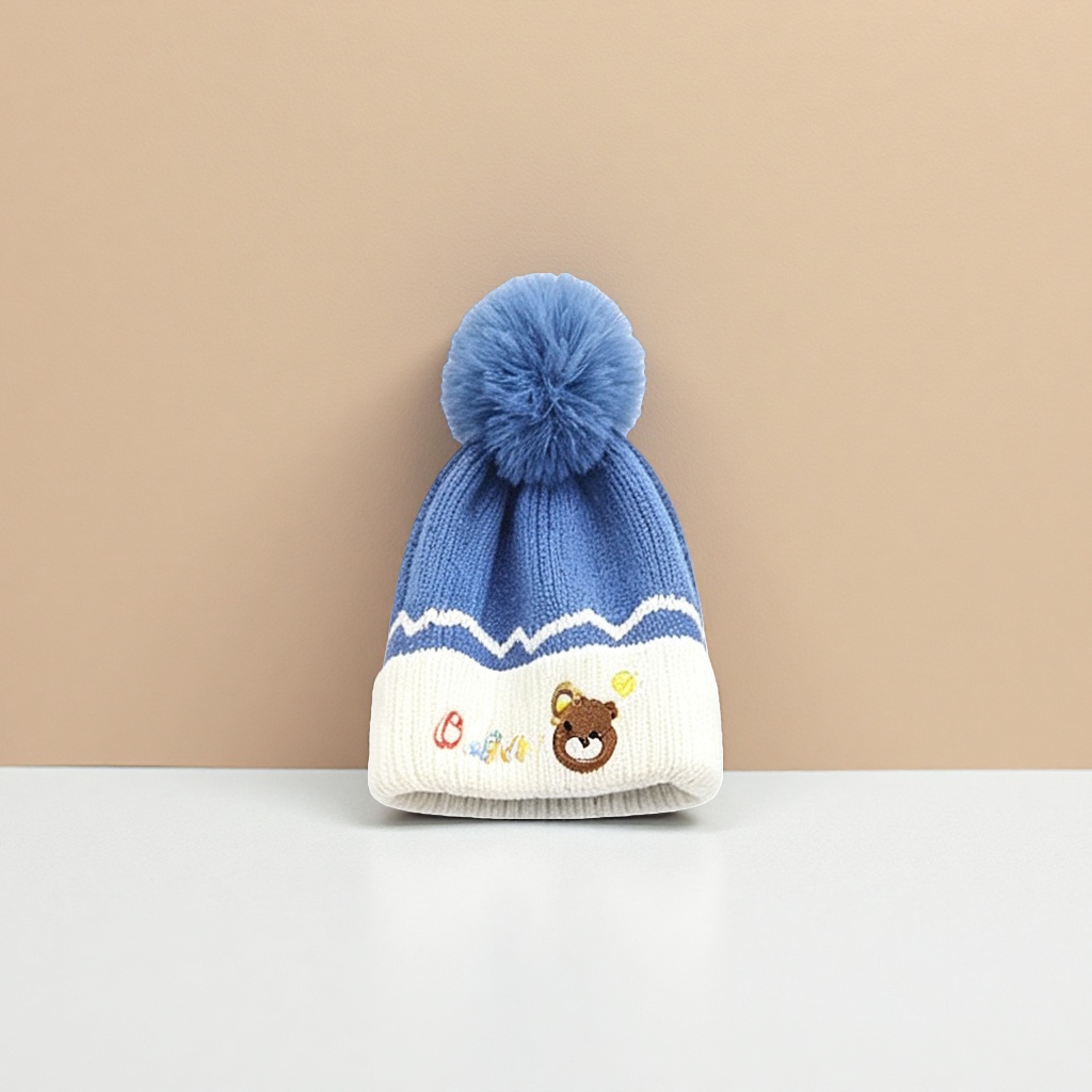 Blue woolen cap, warm knitted women's autumn and winter Korean-style versatile woolen cap Specification image