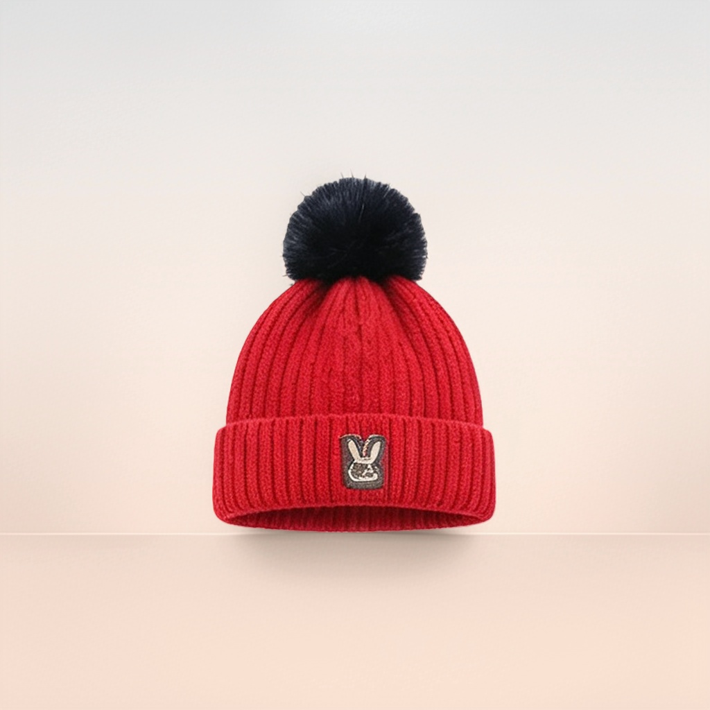 The red knitted cap as the main body, the warm woolen cap, is a versatile Korean style for women in autumn and winter, making the face look smaller