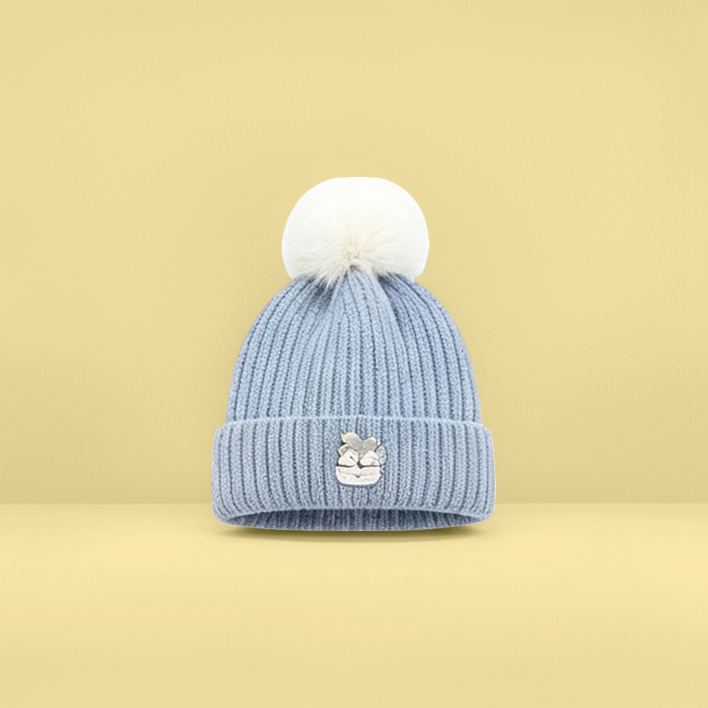 A light blue woolen hat for women, a warm knitted hat, a versatile and casual woolen hat for winter details Picture
