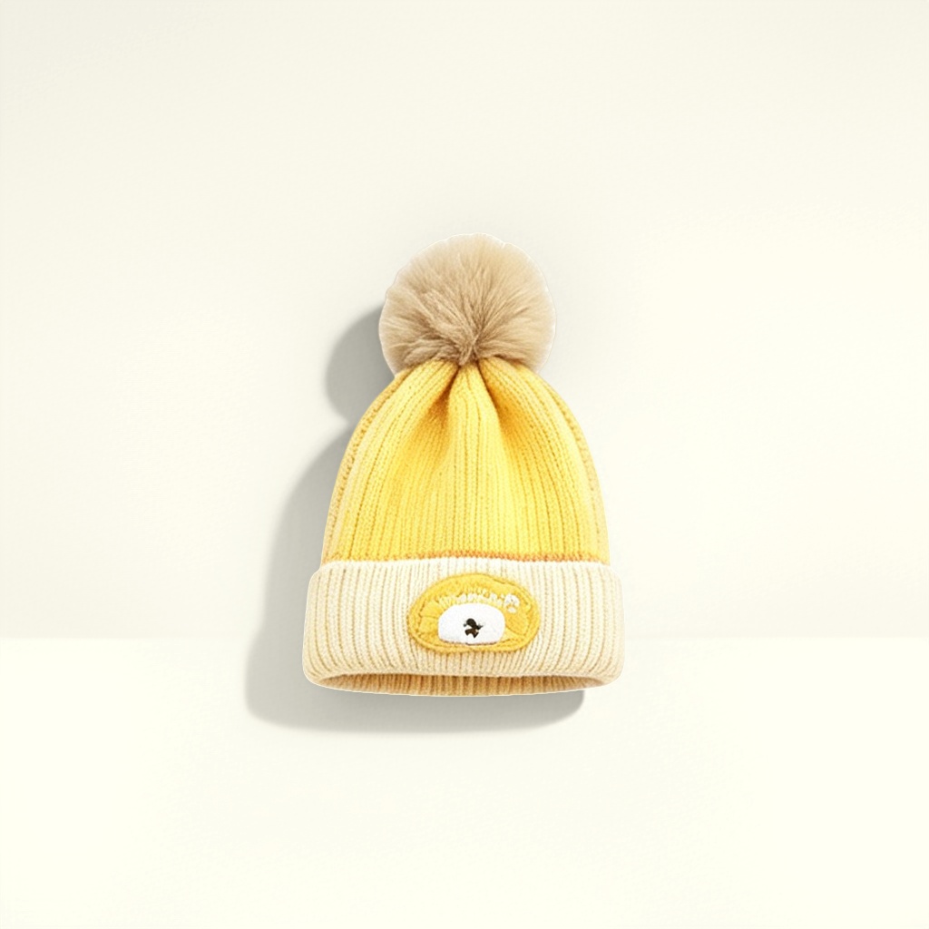 Yellow woolen hat, a warm knitted winter cap for both men and women details Picture