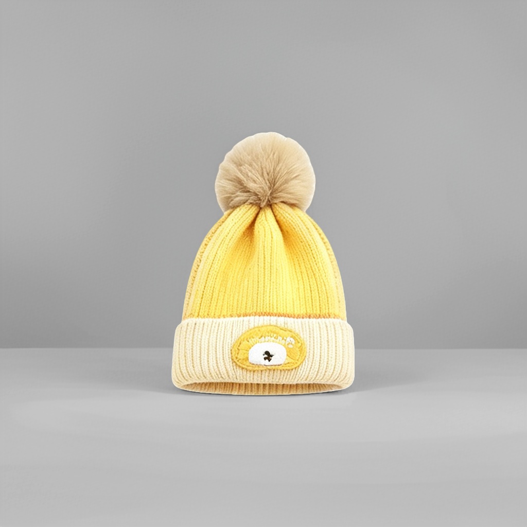 Yellow woolen hat, a warm knitted winter cap for both men and women Application Scenario