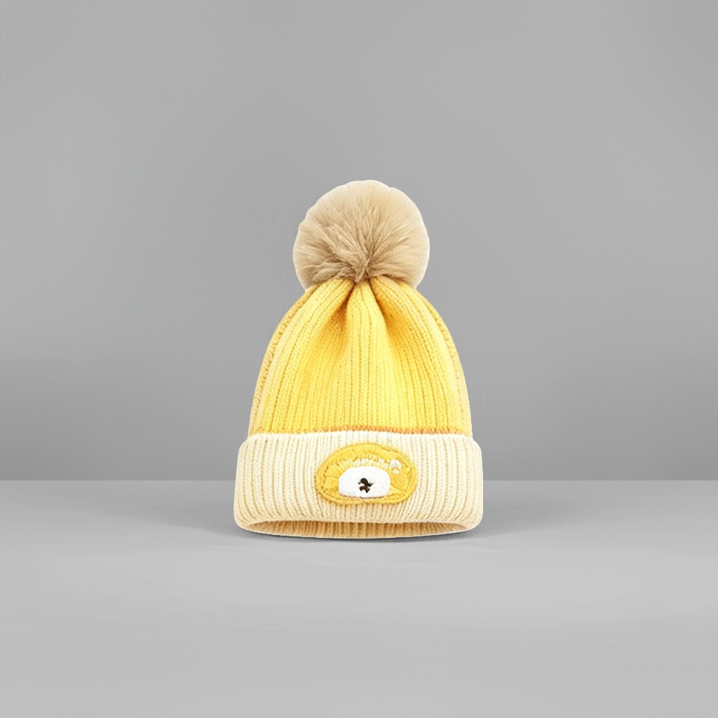 Yellow woolen hat, a warm knitted winter cap for both men and women Specification image