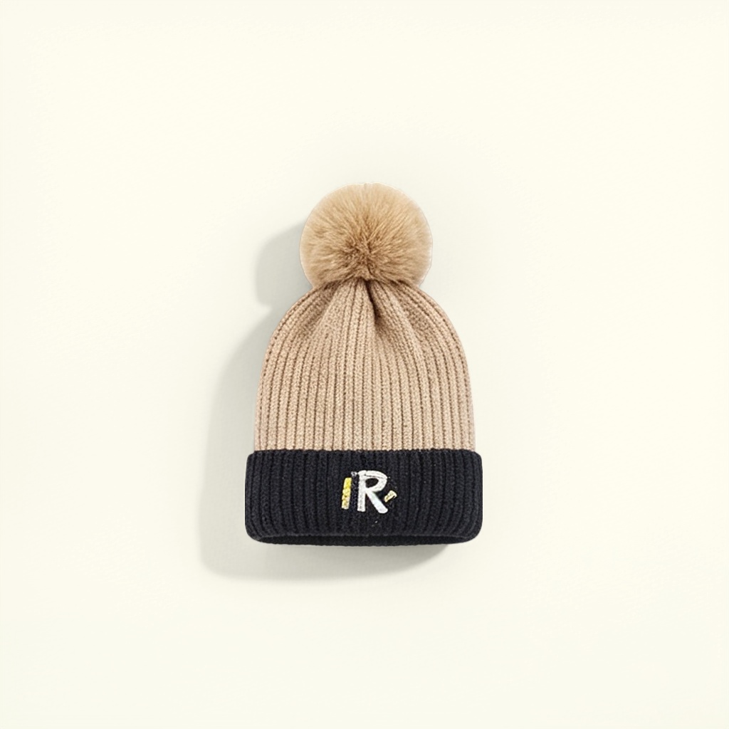 A thickened wool blend knitted cap for women to keep warm outdoors in autumn and winter
