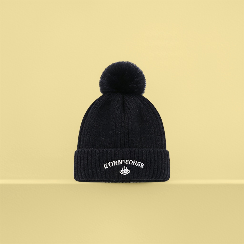 Black knitted cap, cool, versatile and warm woolen hat, knitted cap