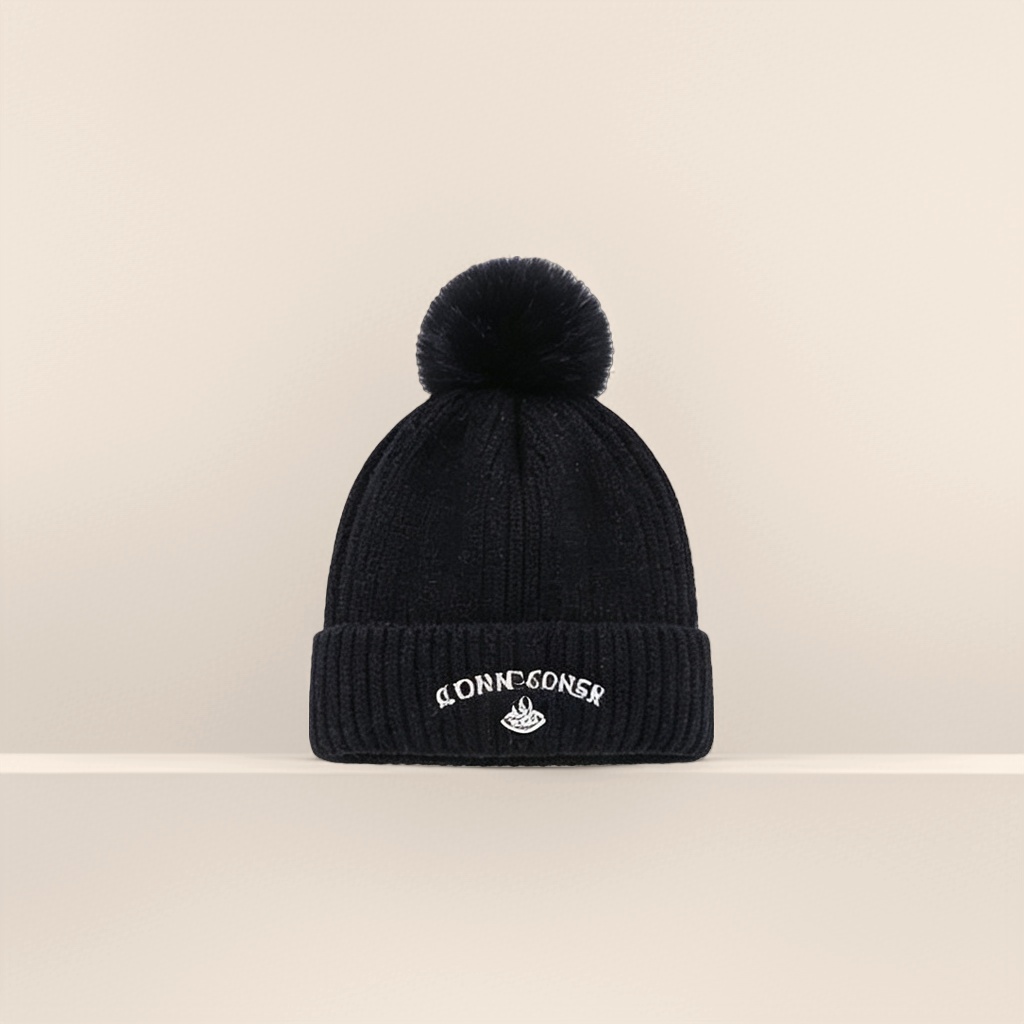 Black knitted cap, cool, versatile and warm woolen hat, knitted cap Specification image