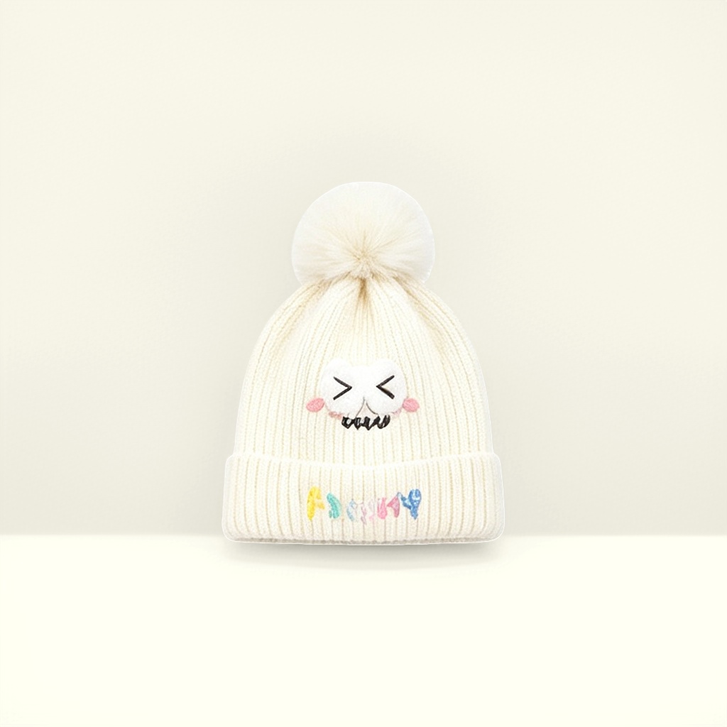 A thickened woolen cap with a lambskin lining for women's autumn and winter warmth knitted cap