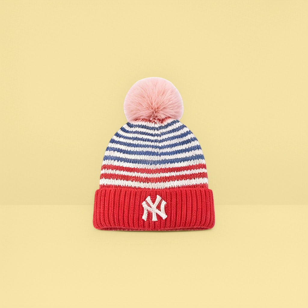 Striped knitted cap, a unisex warm woolen cap for autumn and winter details Picture