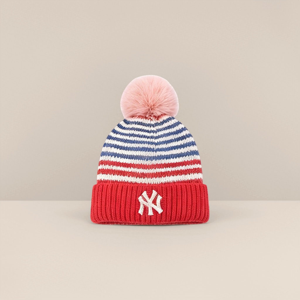 Striped knitted cap, a unisex warm woolen cap for autumn and winter Specification image