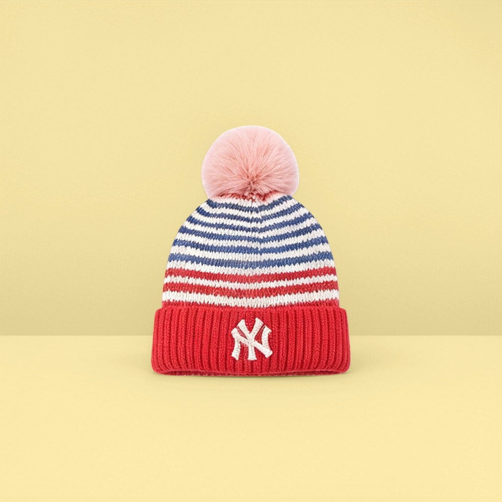Striped knitted cap, a unisex warm woolen cap for autumn and winter