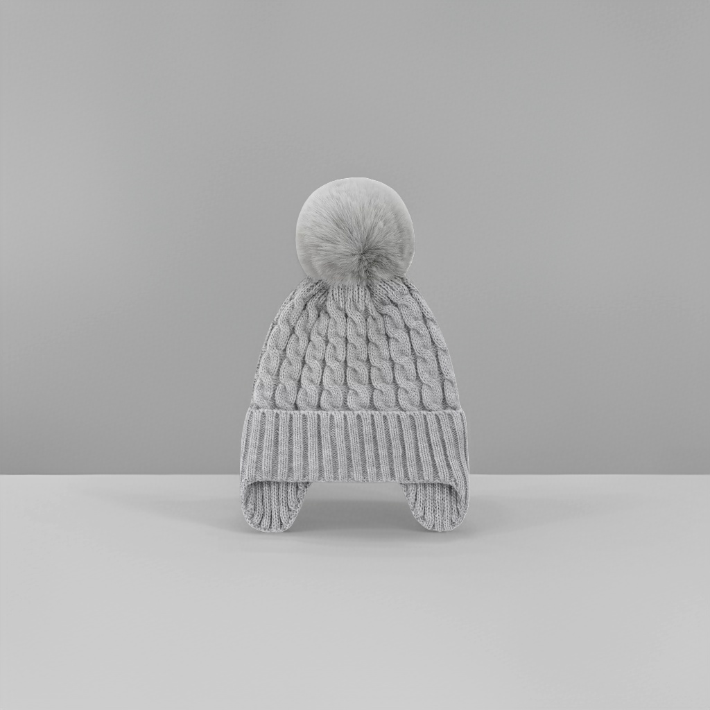 The grey knitted cap is a unisex warm woolen cap for autumn and winter Specification image