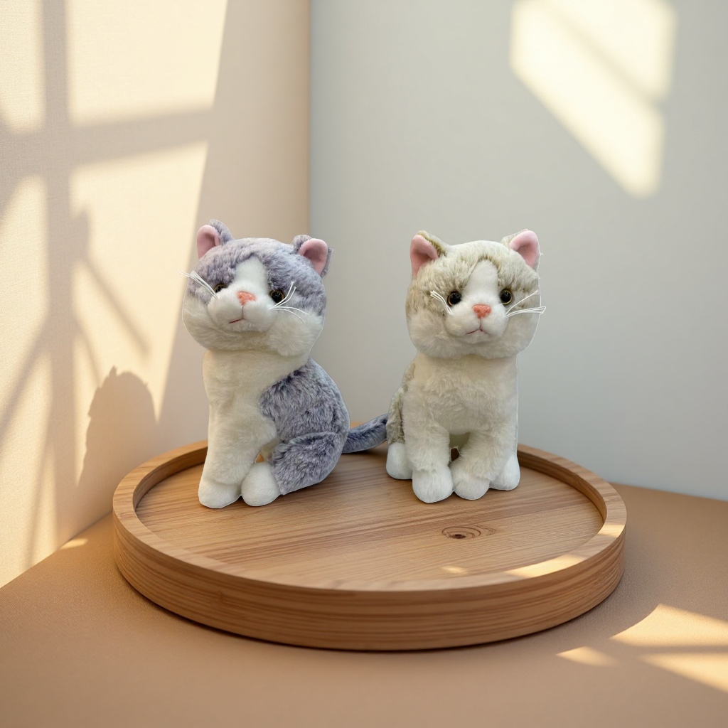 Peluche largo pelo corto simulación gato peluche juguete decoración del hogar adorable acompañante regalo de la mano details Picture
