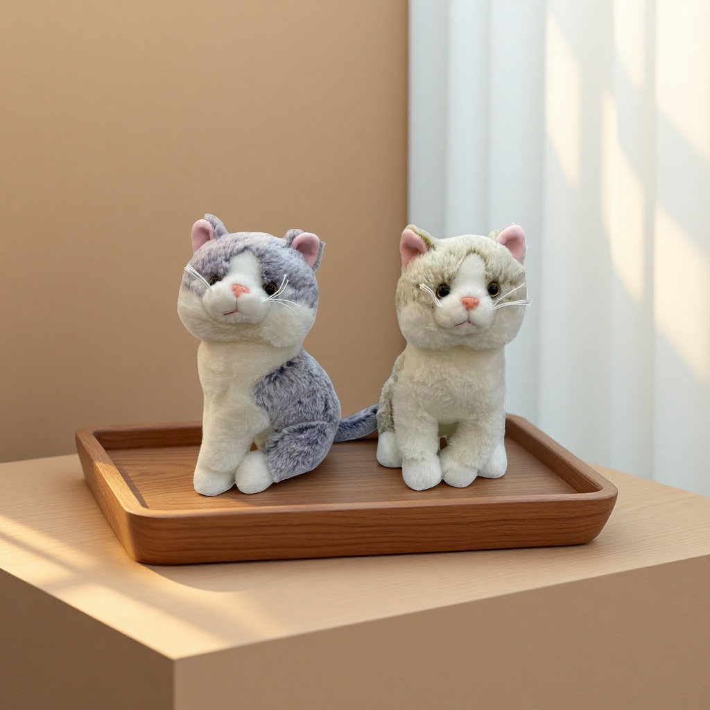 Peluche largo pelo corto simulación gato peluche juguete decoración del hogar adorable acompañante regalo de la mano Specification image
