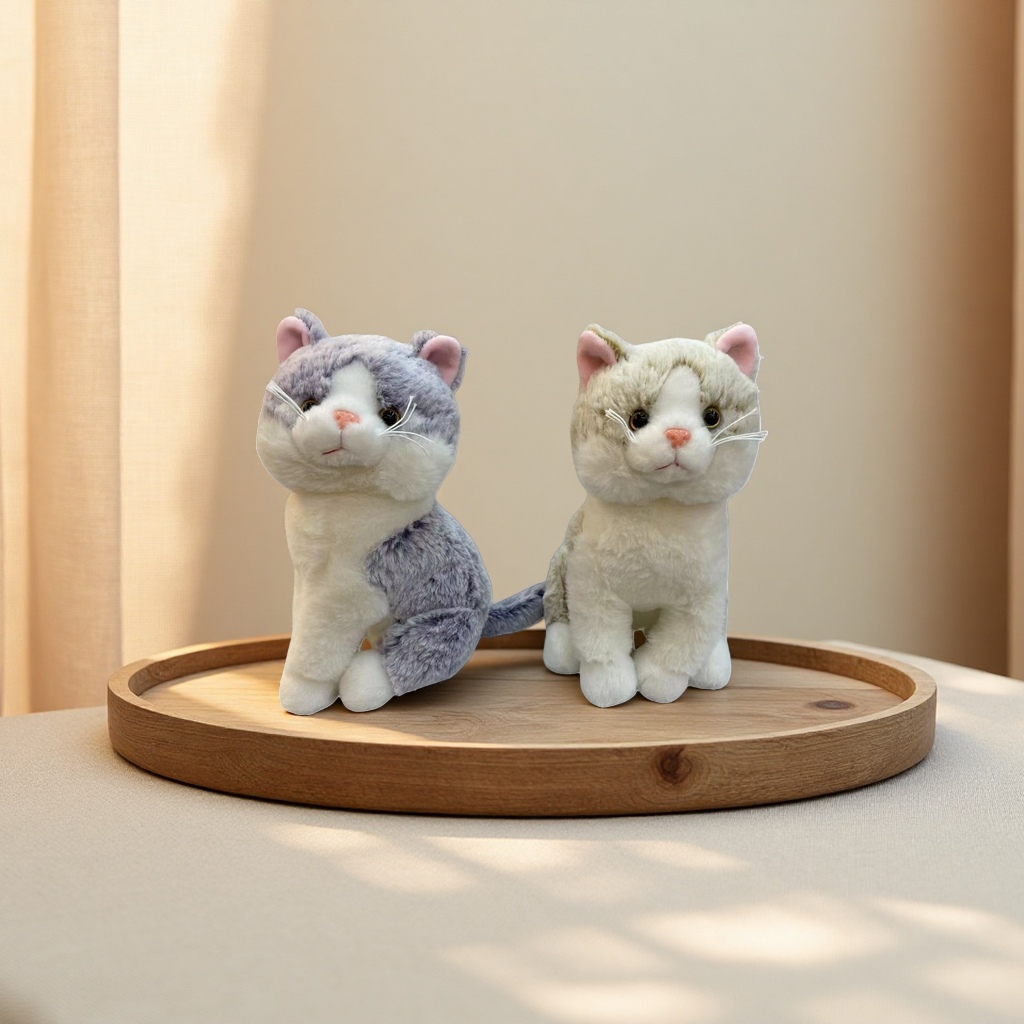 Peluche largo pelo corto simulación gato peluche juguete decoración del hogar adorable acompañante regalo de la mano