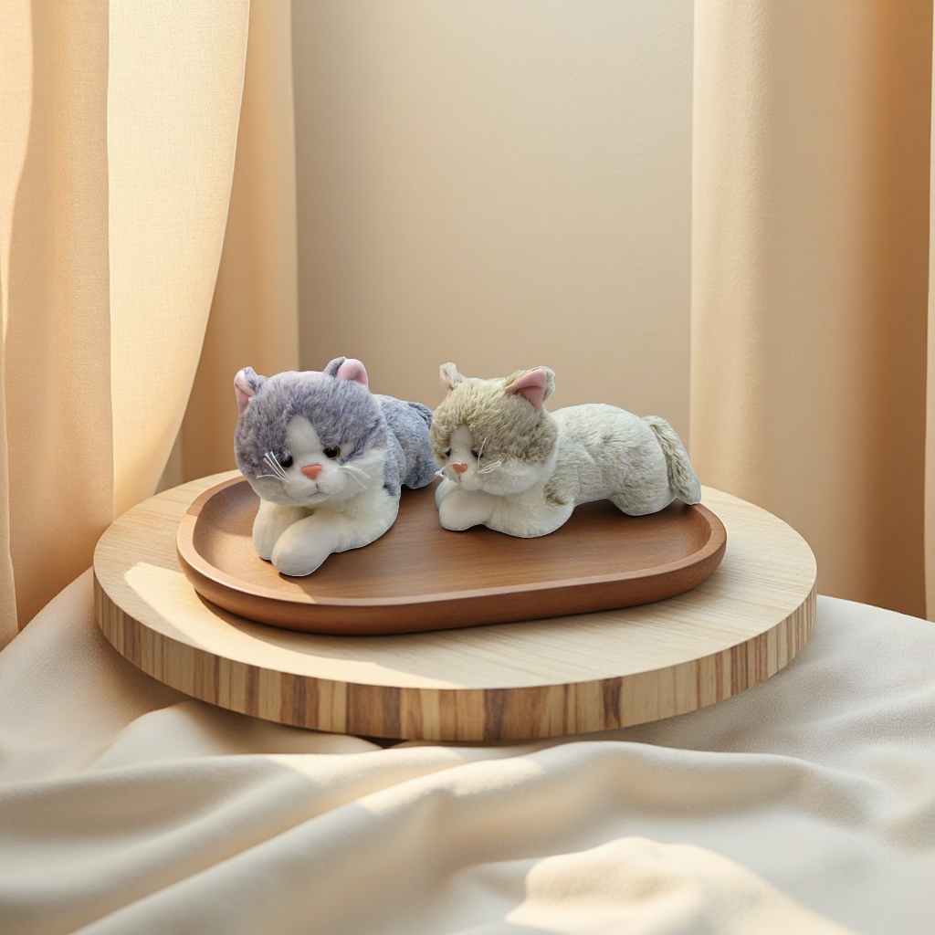 Plush toy cat with long fur and soft touch, a home decoration item for gifting