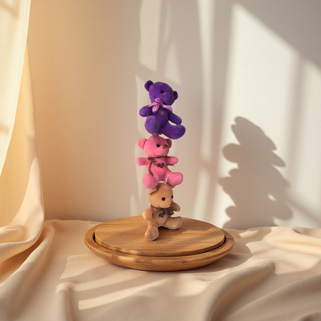 Three stacked teddy bear plush toys, cute and fun as a pillow decoration for gifting Specification image