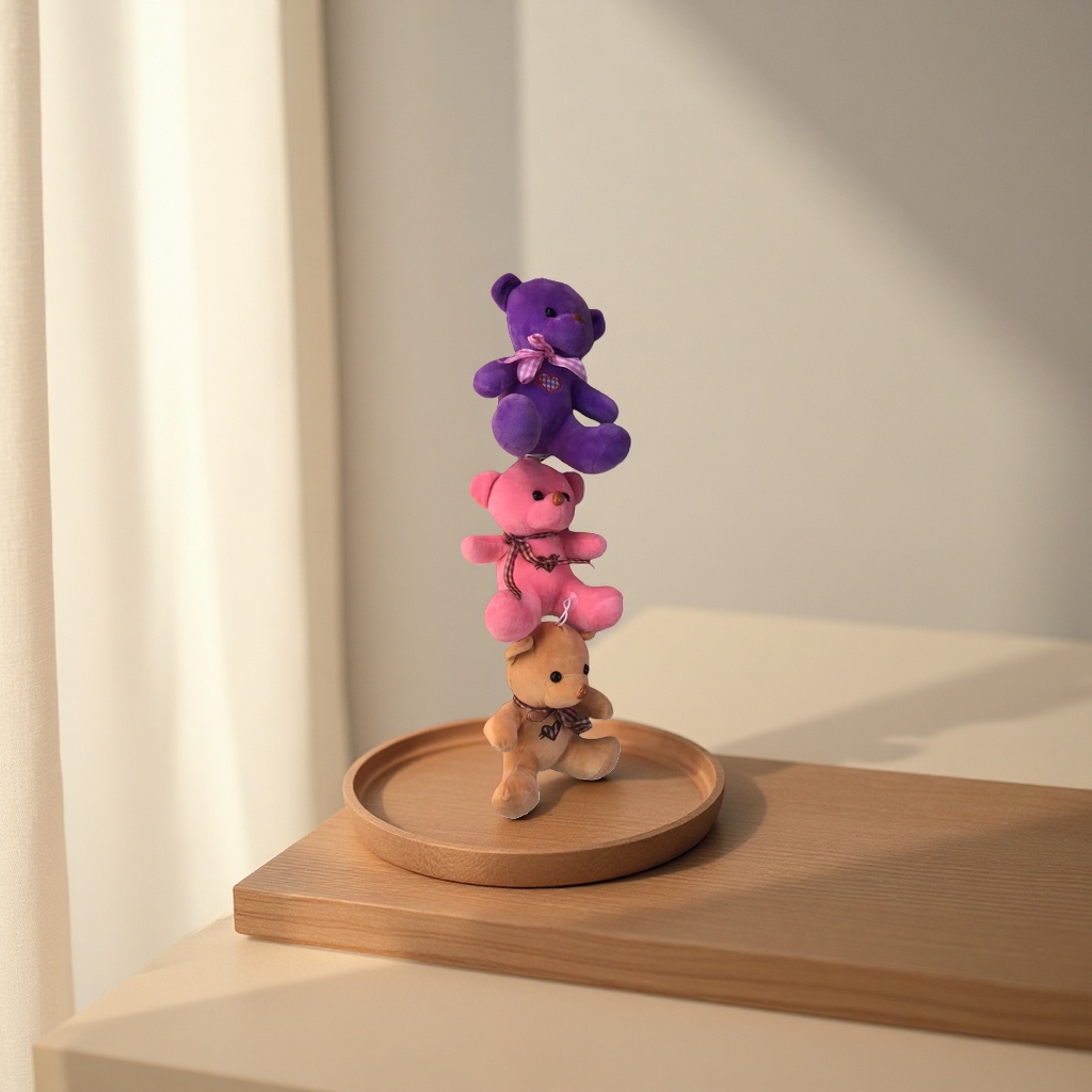 Three stacked teddy bear plush toys, cute and fun as a pillow decoration for gifting details Picture