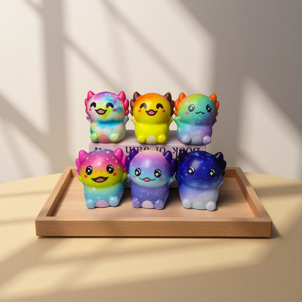 Colorful gradient little dinosaur plush toy, cute children's throw pillow decoration details Picture