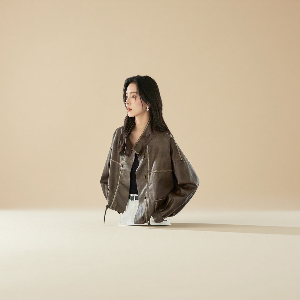 女士真皮皮衣外套修身显瘦衬里加厚秋冬款
