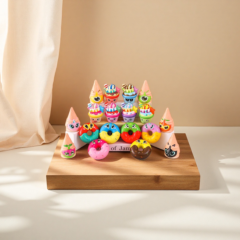 Colorful cartoon dessert toy set, children's educational soft rubber, safe and non-toxic Colorful cartoon dessert toy set, children's educational soft rubber, safe and non-toxic
