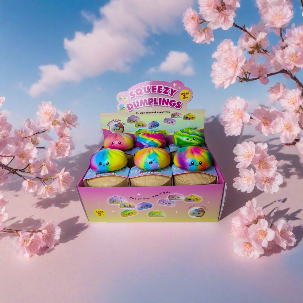 Rainbow xiaolongbao shaped colorful Squeezy Dumplings toy box Application Scenario
