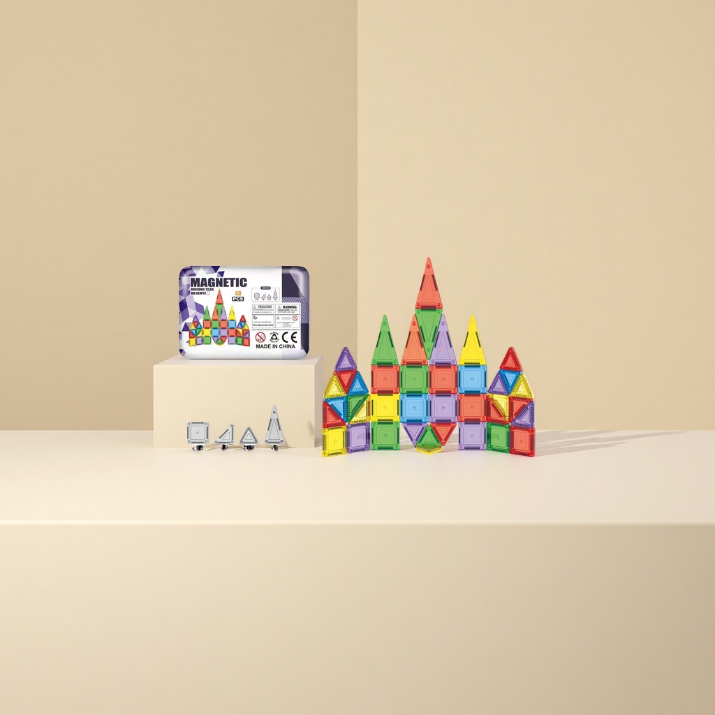 Magnetic building block puzzle main set, children's educational toys, safety rounded corners, strong magnetic adsorption Specification image