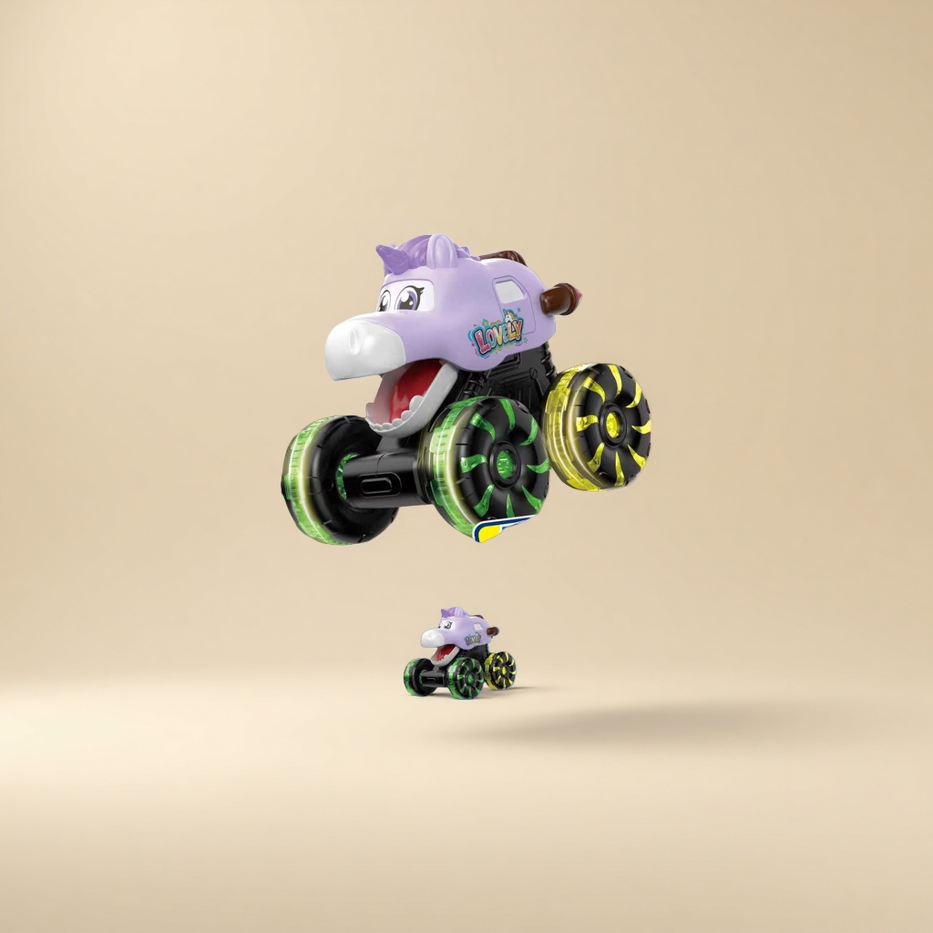 Purple unicorn-shaped electric toy car, children's educational remote control car details Picture