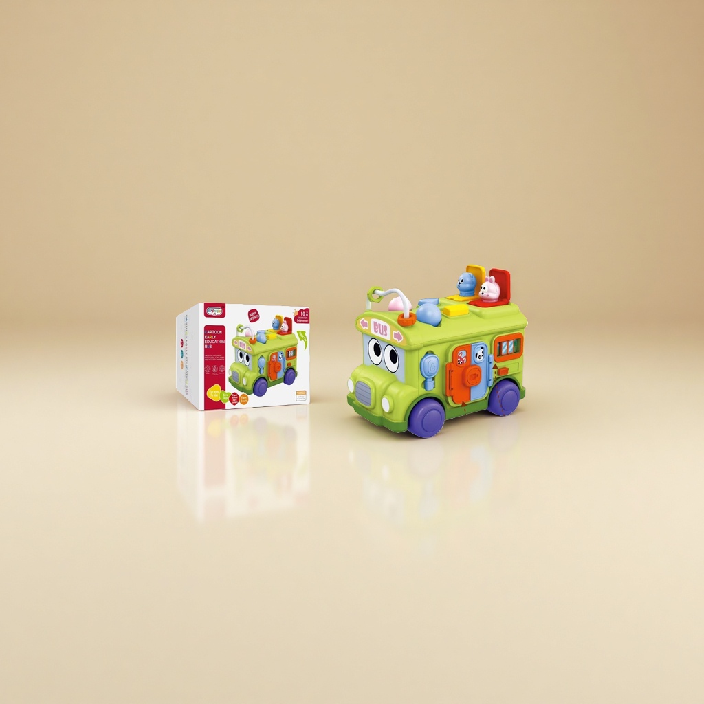 Cartoon early education bus toy baby intelligence enlightenment music glowing climbing vehicle