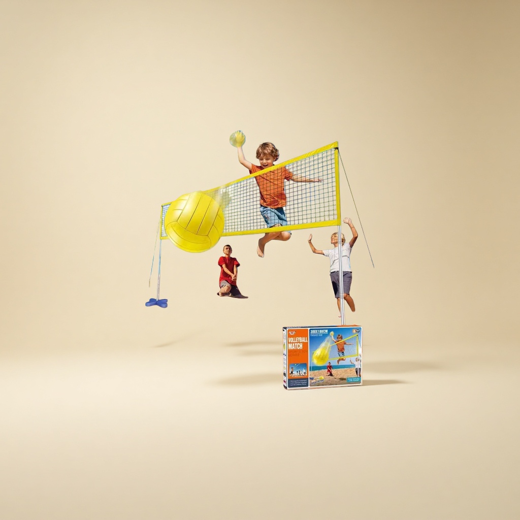 Children's beach volleyball set with net, portable storage bag, and outdoor sports toys for sunshine details Picture
