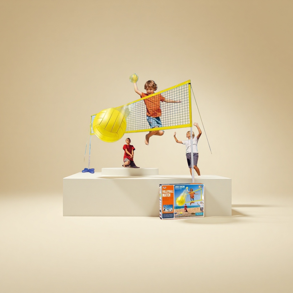 Children's beach volleyball set with net, portable storage bag, and outdoor sports toys for sunshine Specification image